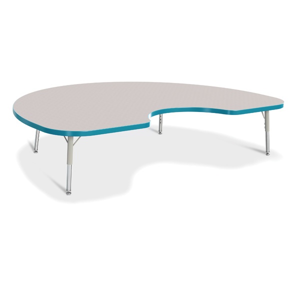 Berries® Kidney Activity Table - 48" X 72", T-Height - Gray/Teal/Gray