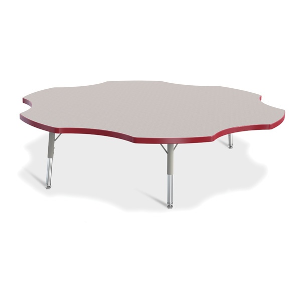 Berries® Six Leaf Activity Table - 60", T-Height - Gray/Red/Gray