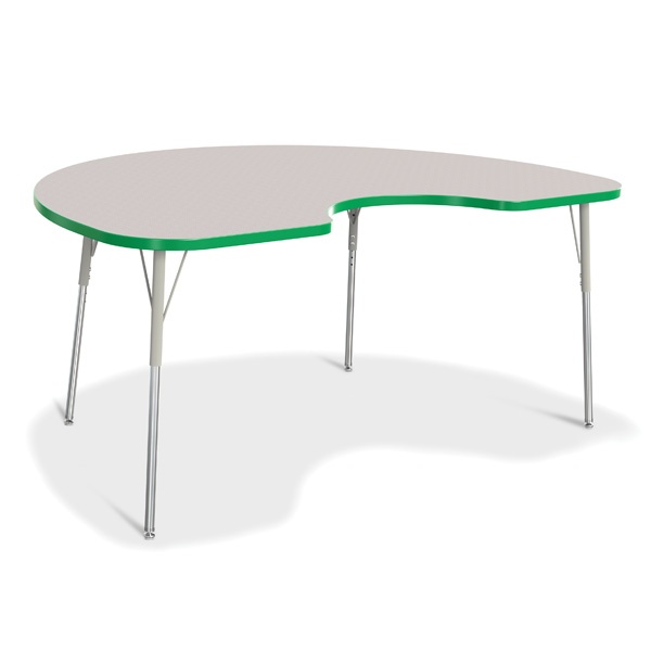 Berries® Kidney Activity Table - 48" X 72", A-Height - Gray/Green/Gray