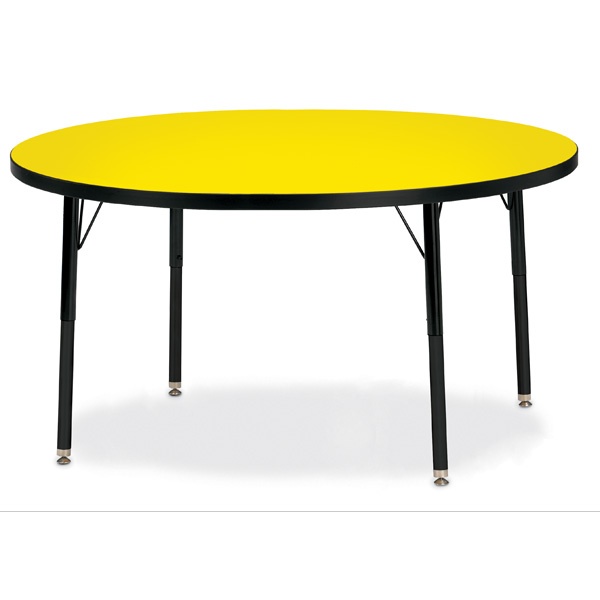 Berries® Round Activity Table - 48" Diameter, A-Height - Yellow/Black/Black