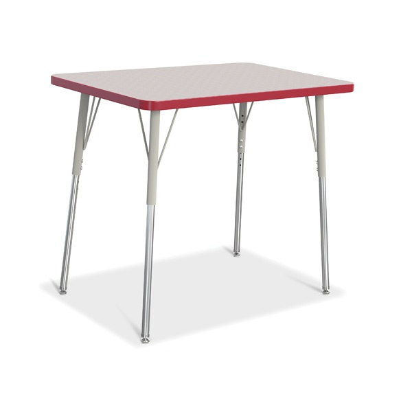 Berries® Rectangle Activity Table - 24" X 36", A-Height - Gray/Red/Gray
