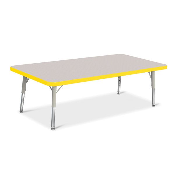 Berries® Rectangle Activity Table - 24" X 48", T-Height - Gray/Yellow/Gray
