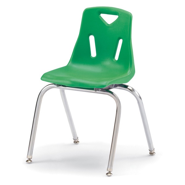 Berries® Stacking Chairs With Chrome-Plated Legs - 18" Ht - Set Of 6 - Green