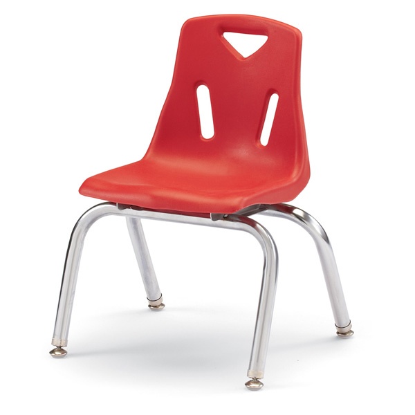 Berries® Stacking Chairs With Chrome-Plated Legs - 12" Ht - Set Of 6 - Red