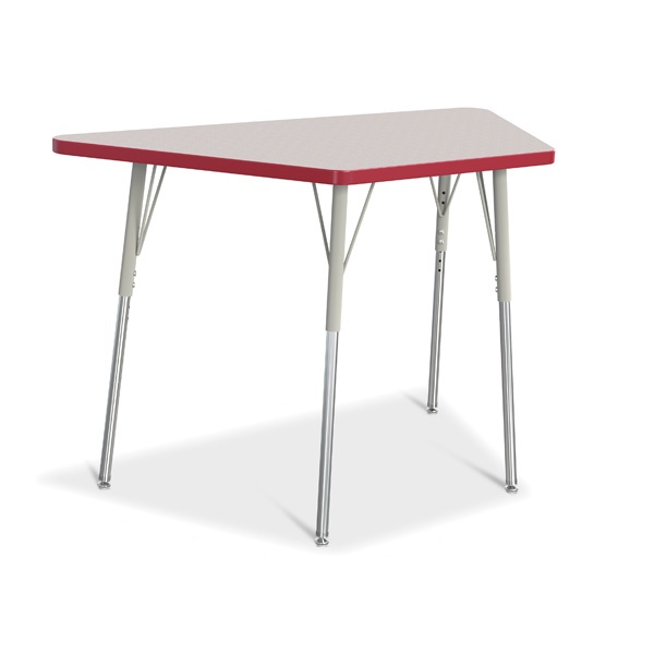 Berries® Trapezoid Activity Tables - 24" X 48", A-Height - Gray/Red/Gray