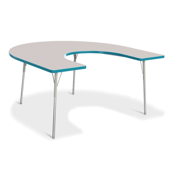 Berries® Horseshoe Activity Table - 66" X 60", A-Height - Gray/Teal/Gray