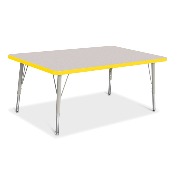Berries® Rectangle Activity Table - 30" X 48", E-Height - Gray/Yellow/Gray
