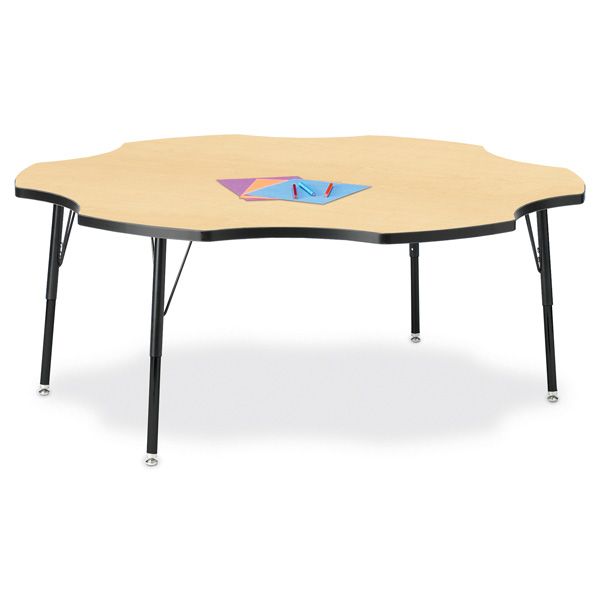 Berries® Six Leaf Activity Table - 60", A-Height - Maple/Black/Black
