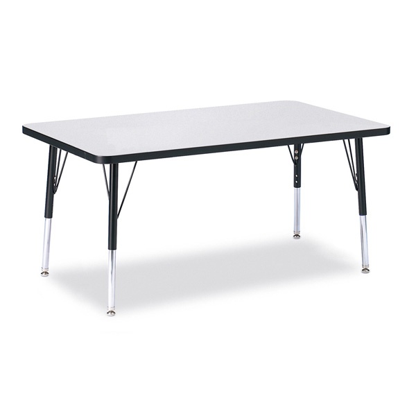 Berries® Rectangle Activity Table - 30" X 48", E-Height - Gray/Black/Black