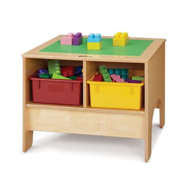 Jonti-Craft® Kydz Building Table - Preschool Brick Compatible - With Clear Tubs