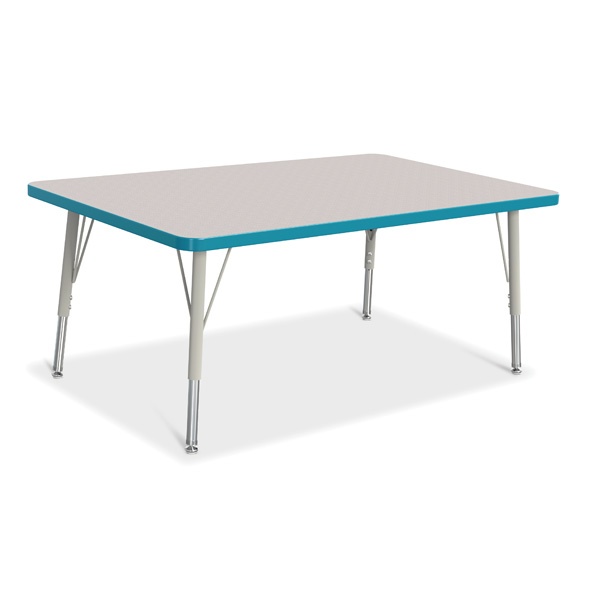 Berries® Rectangle Activity Table - 30" X 48", E-Height - Gray/Teal/Gray