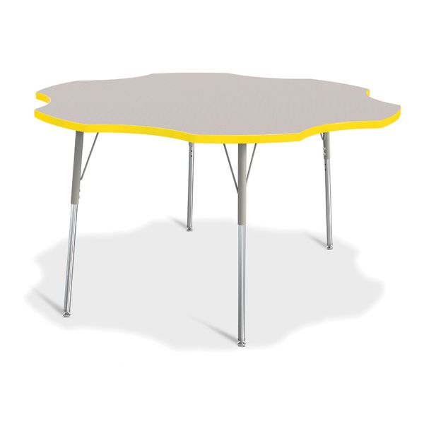 Berries® Six Leaf Activity Table - 60", A-Height - Gray/Yellow/Gray