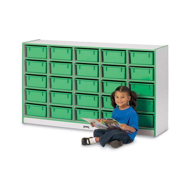 Rainbow Accents® 25 Tub Mobile Storage - With Tubs - Green