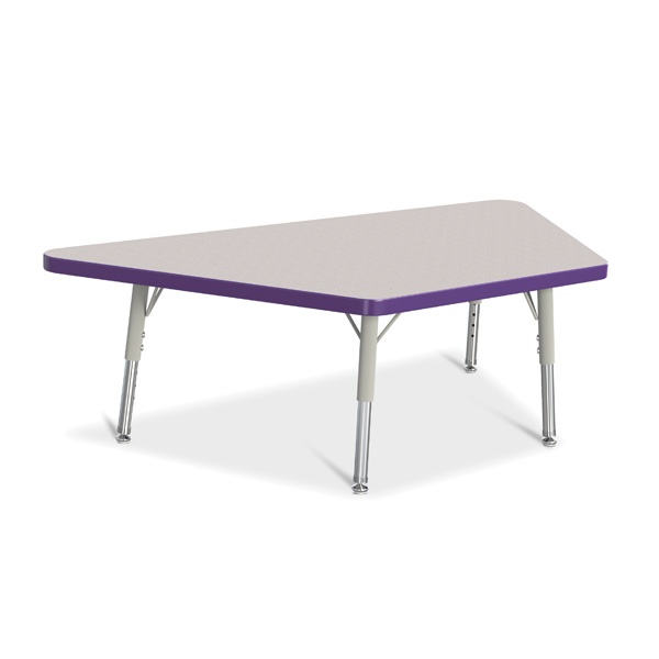Berries® Trapezoid Activity Tables - 24" X 48", T-Height - Gray/Purple/Gray