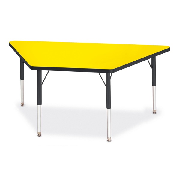 Berries® Trapezoid Activity Tables - 30" X 60", E-Height - Yellow/Black/Black