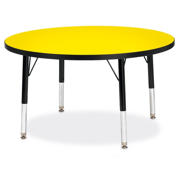 Berries® Round Activity Table - 36" Diameter, T-Height - Yellow/Black/Black