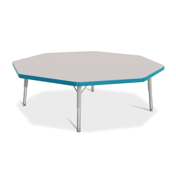 Berries® Octagon Activity Table - 48" X 48", T-Height - Gray/Teal/Gray