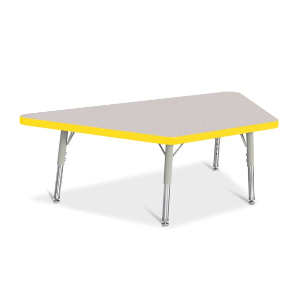 Berries® Trapezoid Activity Tables - 24" X 48", T-Height - Gray/Yellow/Gray