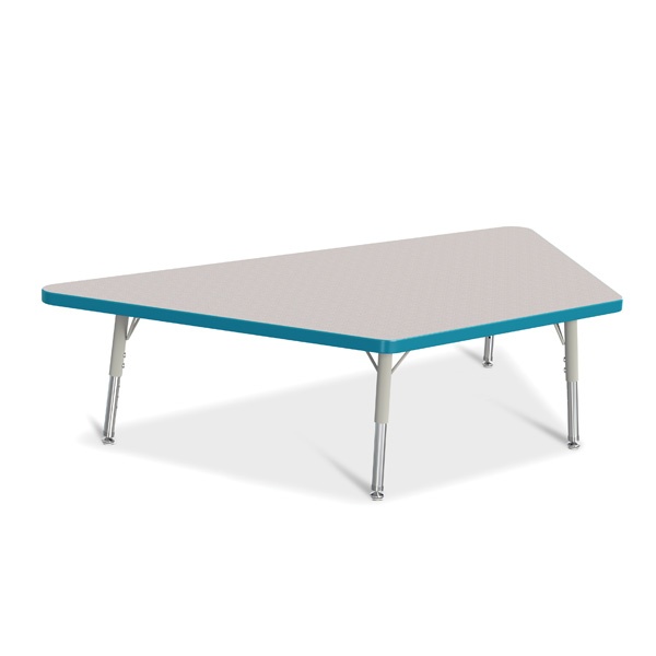 Berries® Trapezoid Activity Tables - 30" X 60", T-Height - Gray/Teal/Gray