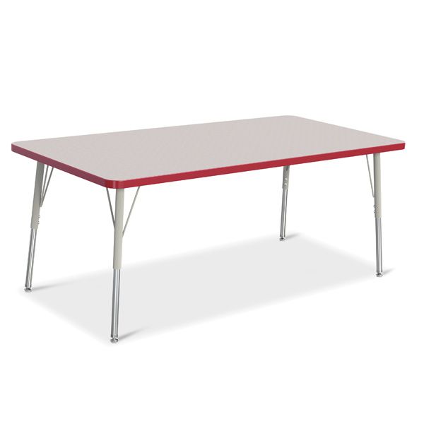 Berries® Rectangle Activity Table - 30" X 60", A-Height - Gray/Red/Gray