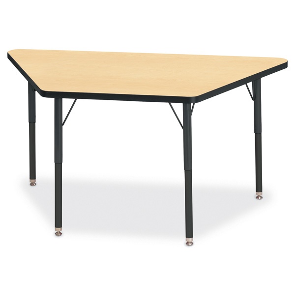 Berries® Trapezoid Activity Tables - 24" X 48", A-Height - Maple/Black/Black