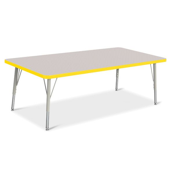 Berries® Rectangle Activity Table - 30" X 60", E-Height - Gray/Yellow/Gray