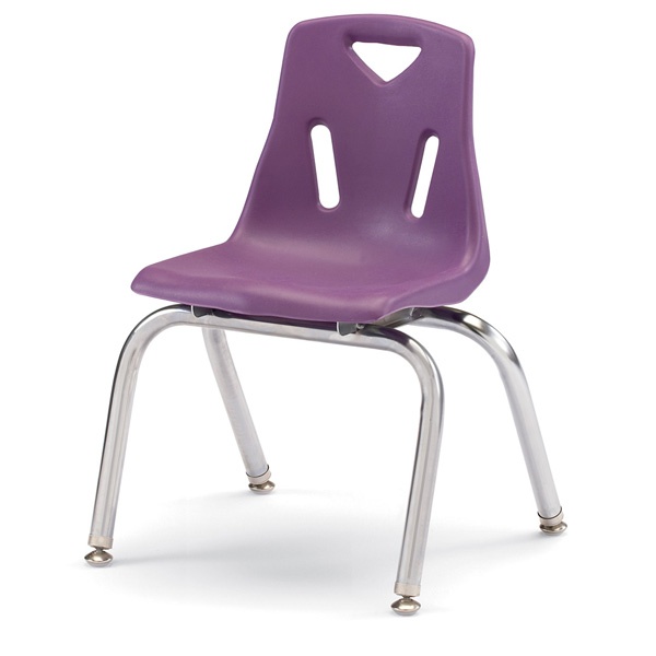Berries® Stacking Chairs With Chrome-Plated Legs - 14" Ht - Set Of 6 - Purple