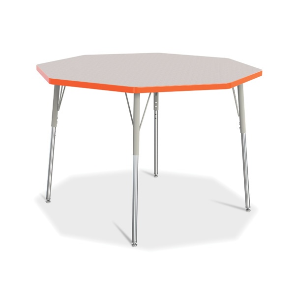 Berries® Octagon Activity Table - 48" X 48", A-Height - Gray/Orange/Gray