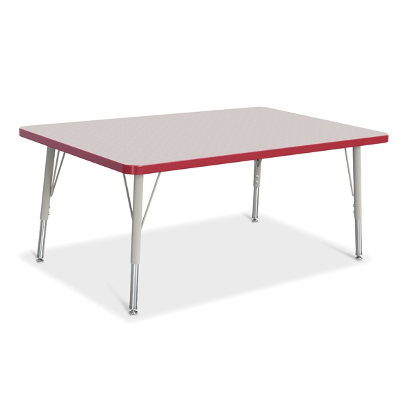 Berries® Rectangle Activity Table - 30" X 48", E-Height - Gray/Red/Gray