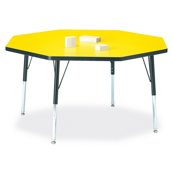 Berries® Octagon Activity Table - 48" X 48", E-Height - Yellow/Black/Black