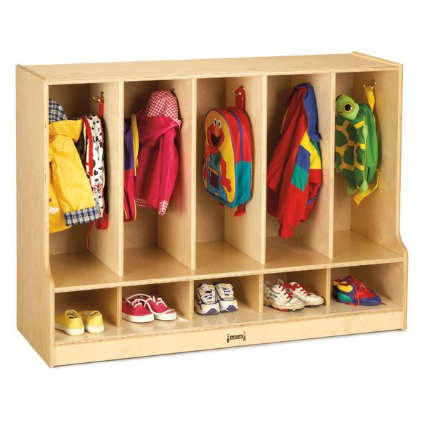 Jonti-Craft® Toddler 5 Section Coat Locker With Step - Without Cubbie-Trays
