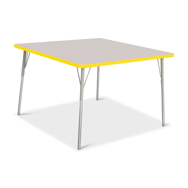 Berries® Square Activity Table - 48" X 48", A-Height - Gray/Yellow/Gray