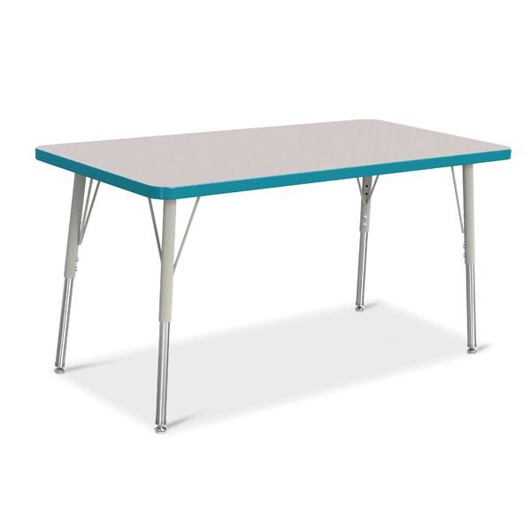 Berries® Rectangle Activity Table - 24" X 48", A-Height - Gray/Teal/Gray