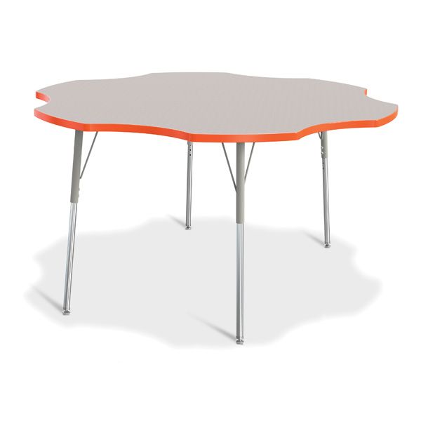 Berries® Six Leaf Activity Table - 60", A-Height - Gray/Orange/Gray