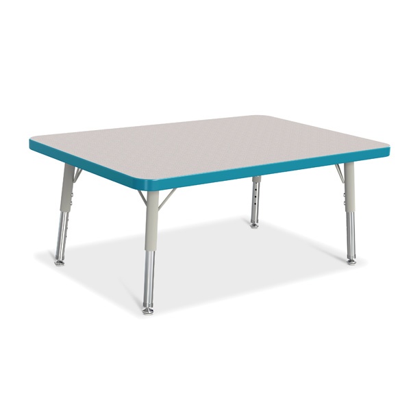 Berries® Rectangle Activity Table - 24" X 36", T-Height - Gray/Teal/Gray