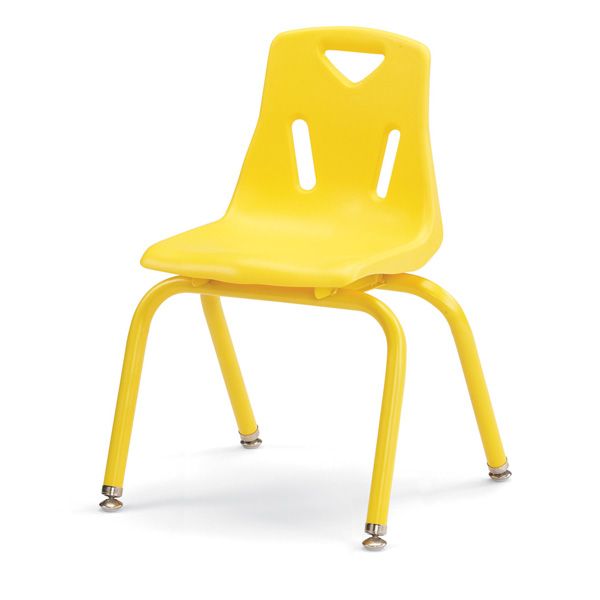 Berries® Stacking Chairs With Powder-Coated Legs - 14" Ht - Set Of 6 - Yellow