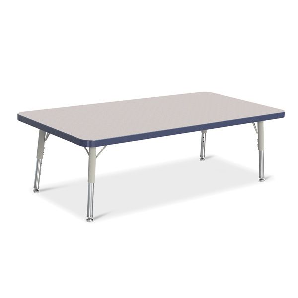 Berries® Rectangle Activity Table - 24" X 48", T-Height - Gray/Navy/Gray