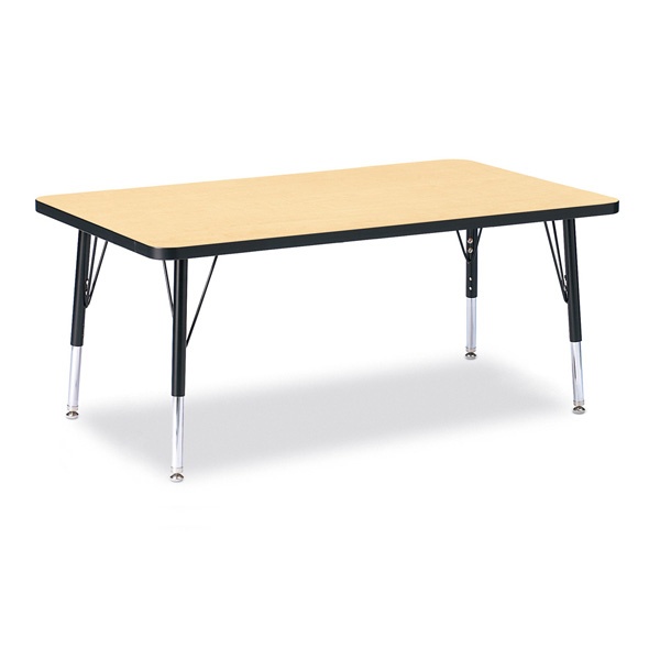 Berries® Rectangle Activity Table - 30" X 48", T-Height - Maple/Black/Black