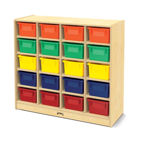 Jonti-Craft® 20 Cubbie-Tray Mobile Unit - With Colored Trays