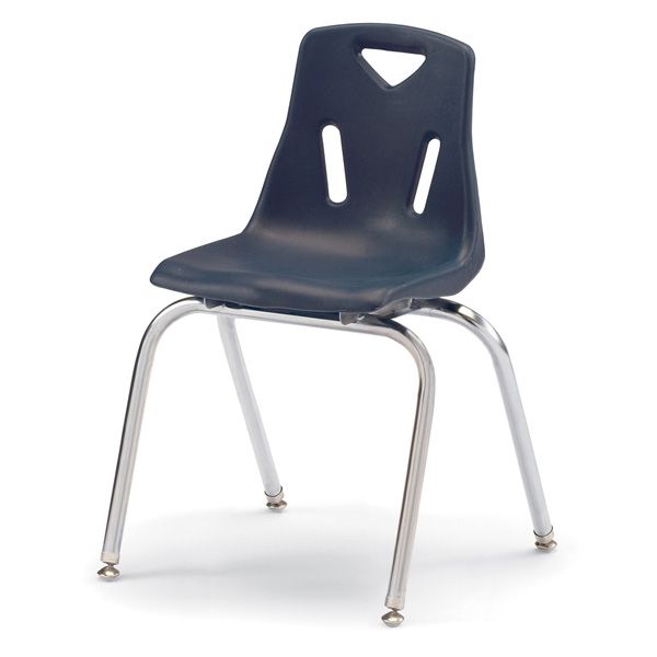 Berries® Stacking Chair With Chrome-Plated Legs - 18" Ht - Navy