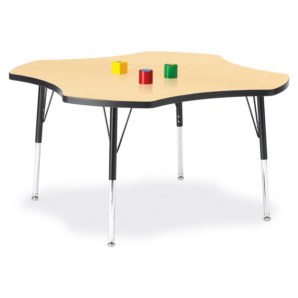 Berries® Four Leaf Activity Table, E-Height - Maple/Black/Black