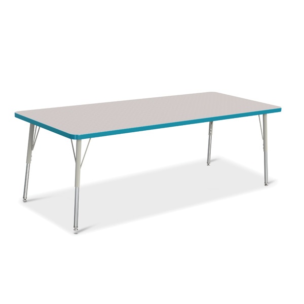 Berries® Rectangle Activity Table - 30" X 72", A-Height - Gray/Teal/Gray