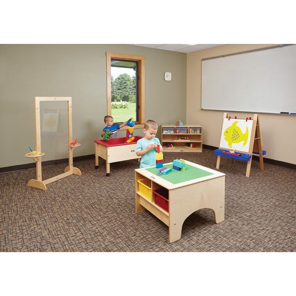 Jonti-Craft® Kydz Building Table - Preschool Brick Compatible - With Colored Tubs