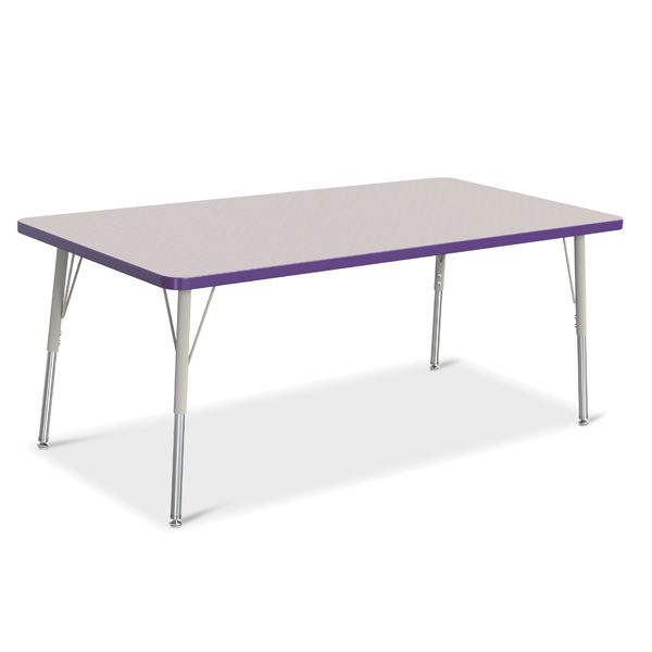Berries® Rectangle Activity Table - 30" X 60", A-Height - Gray/Purple/Gray