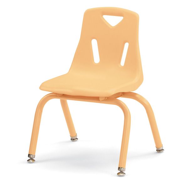 Berries® Stacking Chairs With Powder-Coated Legs - 12" Ht - Set Of 6 - Orange