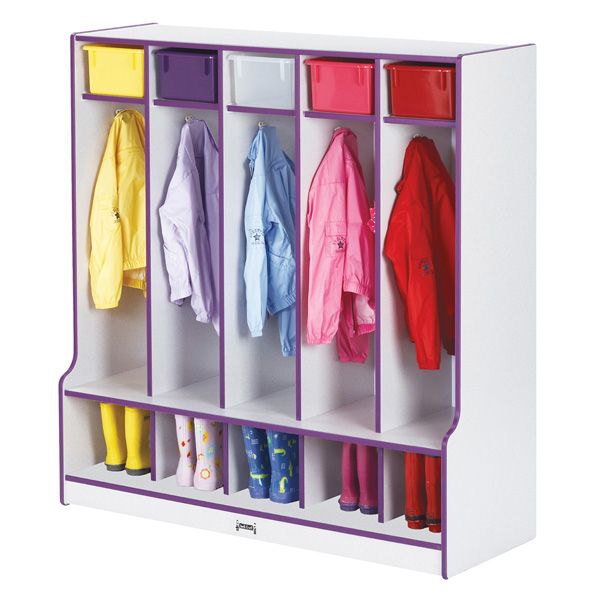 Rainbow Accents® 5 Section Coat Locker With Step - Orange
