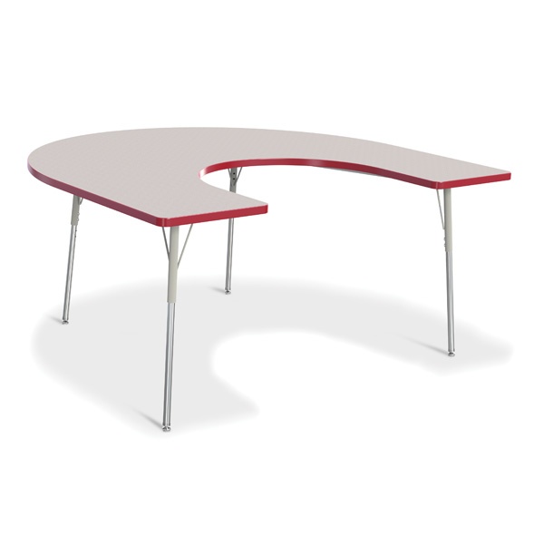Berries® Horseshoe Activity Table - 66" X 60", A-Height - Gray/Red/Gray