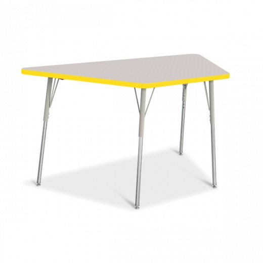Berries Trapezoid Activity Tables - 30" x 60", A-Height - Gray/Yellow/Gray