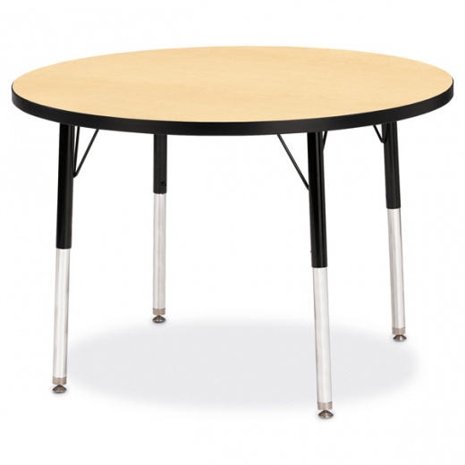Berries Round Activity Table - 36" Diameter, E-Height - Maple/Black/Black
