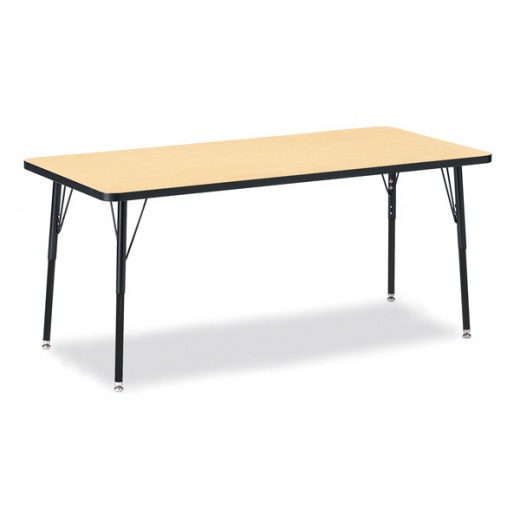Berries Rectangle Activity Table - 30" x 72" A-Height Maple/Black/Black